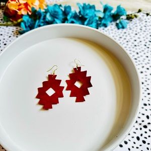 Aztec leather earrings